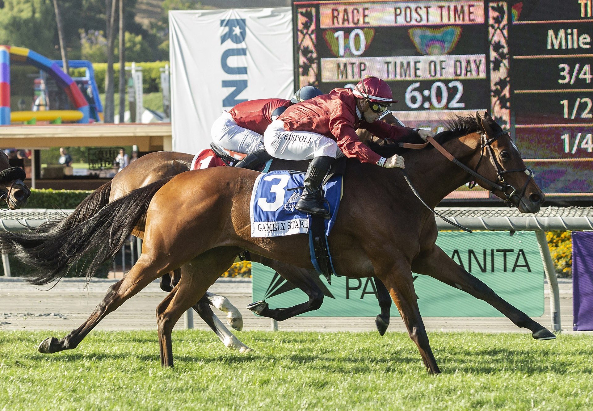 Ocean Road (Australia) winning the Gr.1 Gamely Stakes at Santa Anita