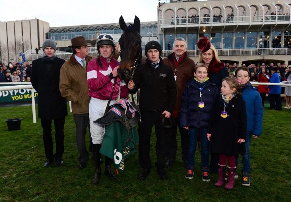 Alighted (Getaway) pictured with connections after winning a bumper at Leopardstown