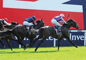 Wings Of Eagles (Pour Moi) winning the G1 Epsom Derby at Epsom